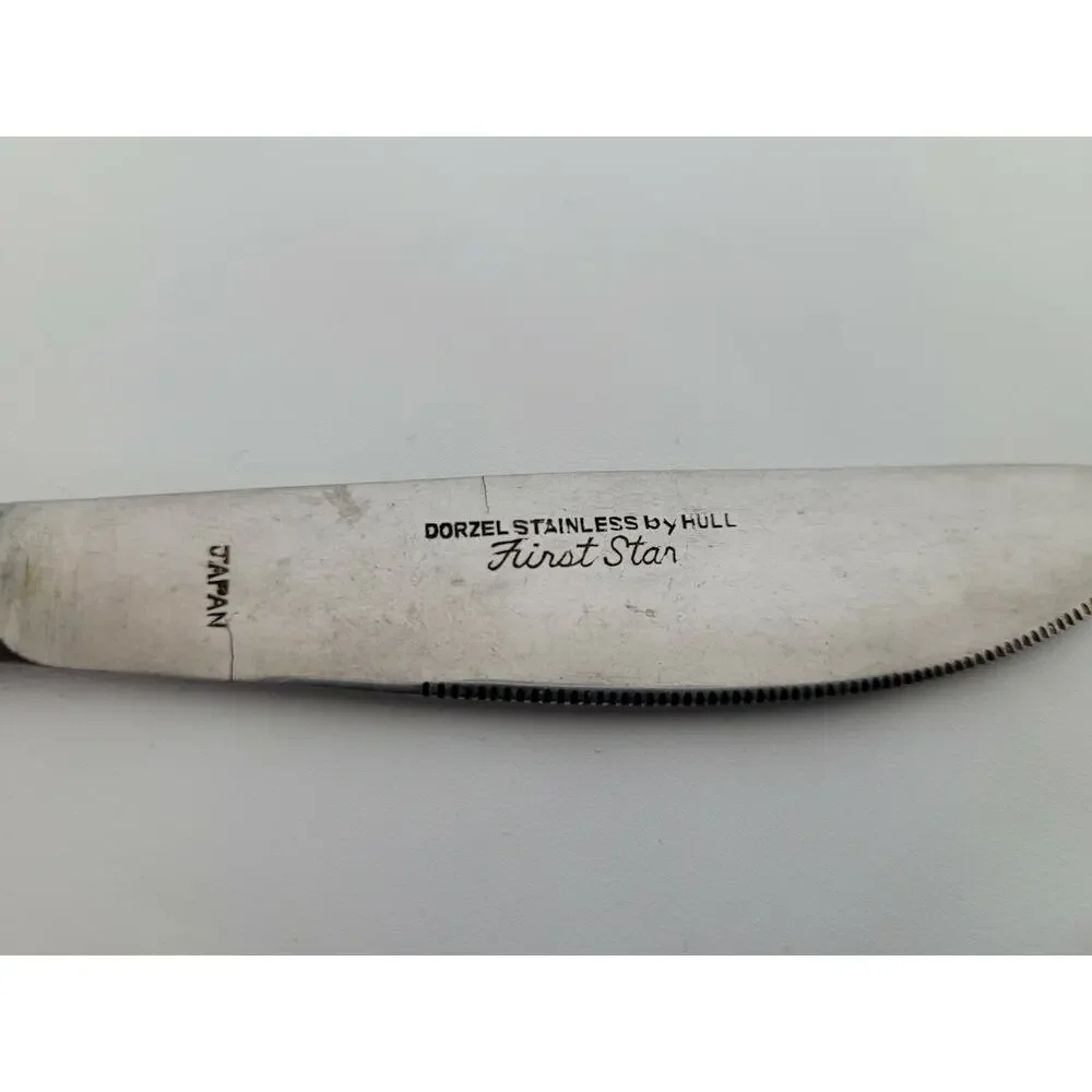 VTG DORZEL STAINLEES By HULL FIRST STAR pattern SET OF 4 DINNER KNIVES Japan